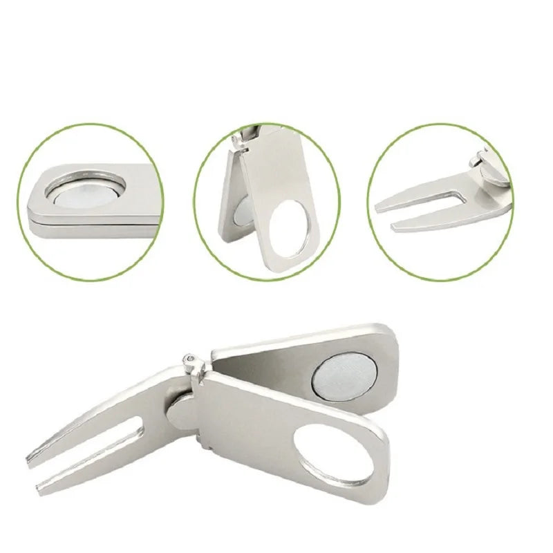 Golf Divot Repair Tool Magnetic Golf Ball Holder Golf Cigar Holder Putting Fork Pitch Groove Cleaner Golf Accessory Golf Mark