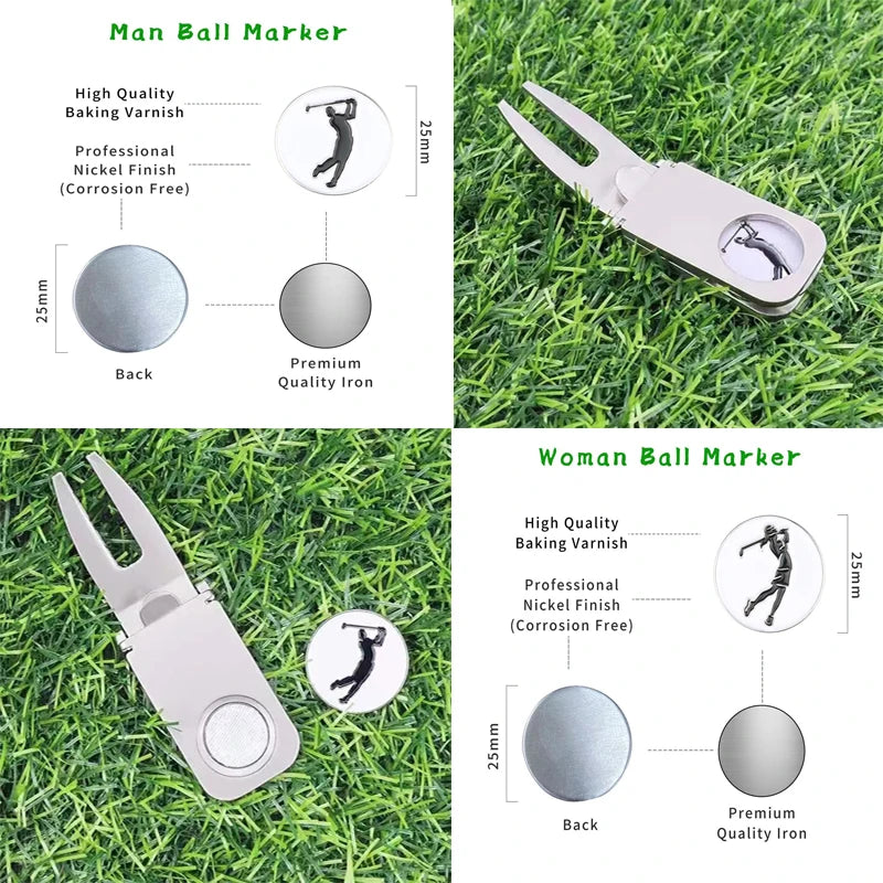 Golf Divot Repair Tool Magnetic Golf Ball Holder Golf Cigar Holder Putting Fork Pitch Groove Cleaner Golf Accessory Golf Mark