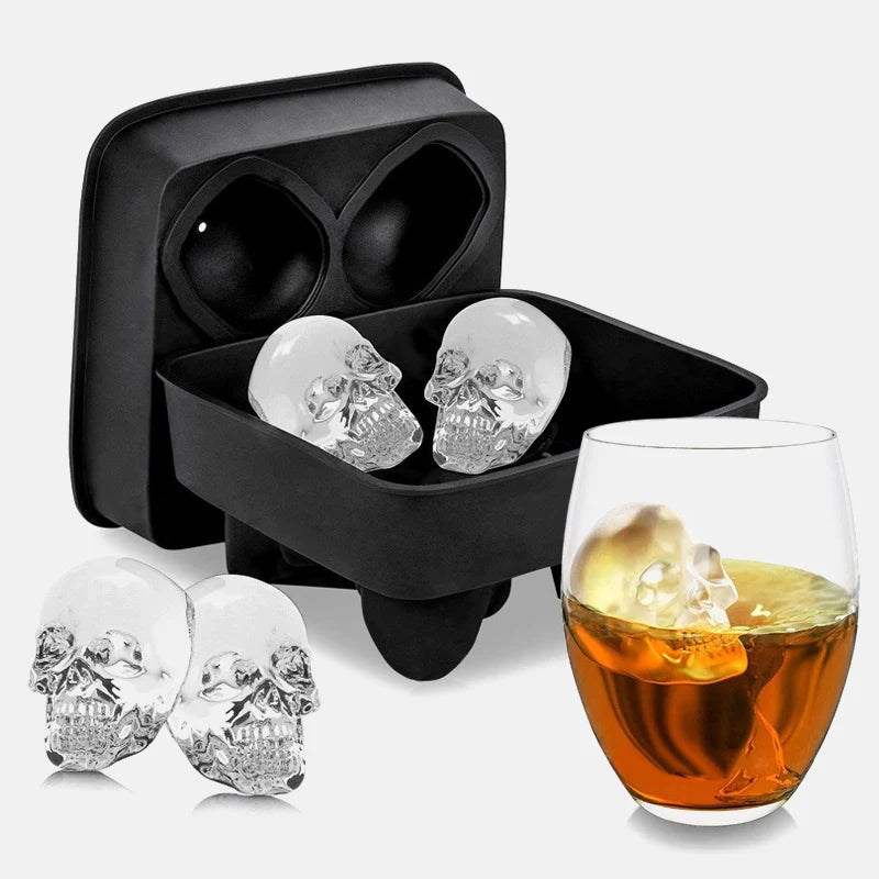 3D Skull Silicone Mold Ice Cube Maker Chocolate Mould Tray Ice Cream DIY Tool Whiskey Wine Cocktail Ice Cube Best Sellers