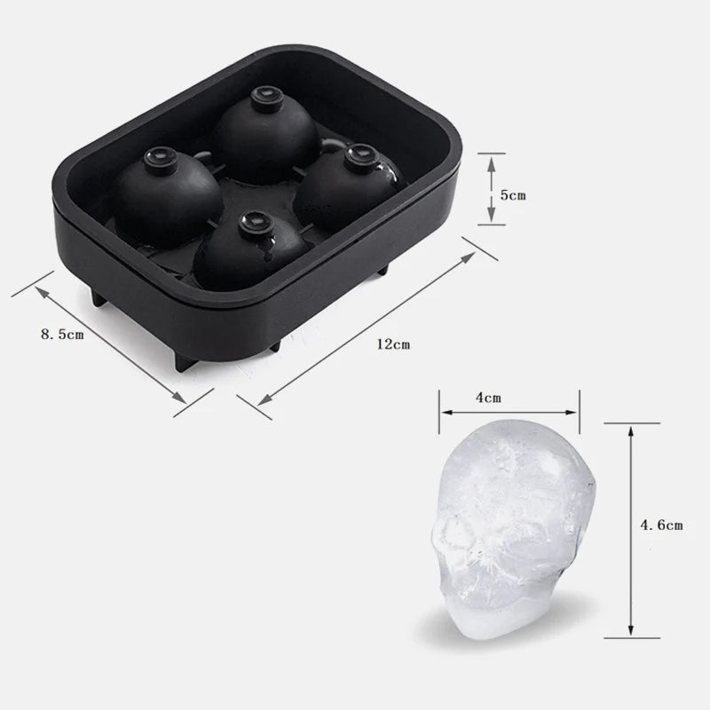 3D Skull Silicone Mold Ice Cube Maker Chocolate Mould Tray Ice Cream DIY Tool Whiskey Wine Cocktail Ice Cube Best Sellers