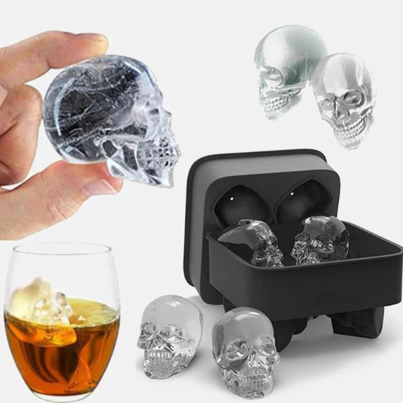 3D Skull Silicone Mold Ice Cube Maker Chocolate Mould Tray Ice Cream DIY Tool Whiskey Wine Cocktail Ice Cube Best Sellers